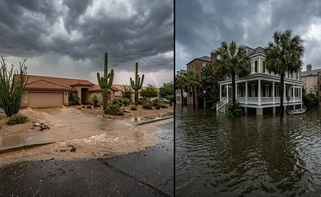 Desert vs Coastal Flooding: Water Damage Restoration in Mesa AZ vs Charleston SC